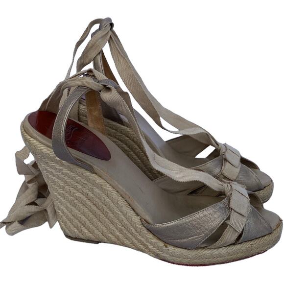 Christian Louboutin "Isa" Espadrille Wedges (Size 40/US 10) - Picture 4 of 13
